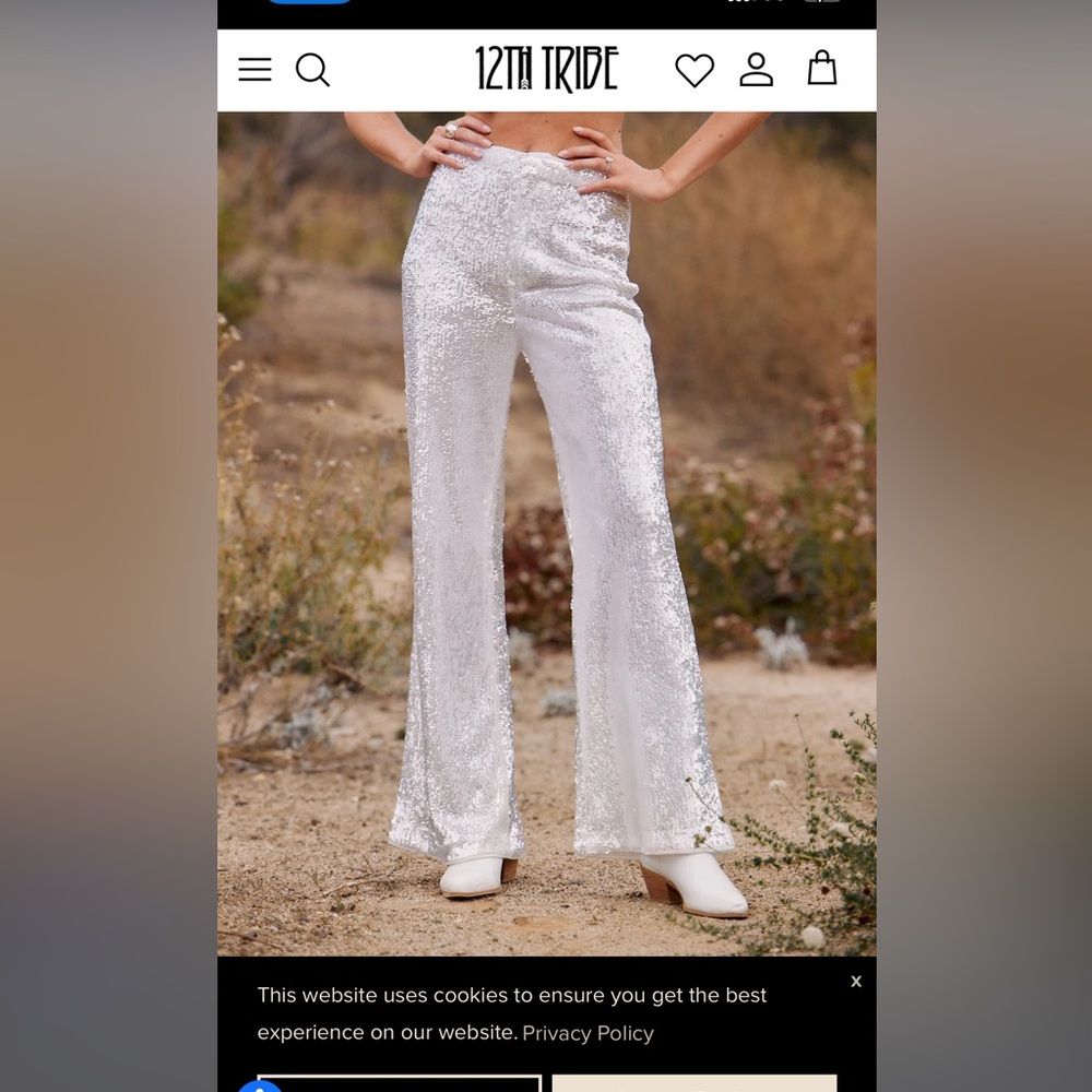 White sequin pants